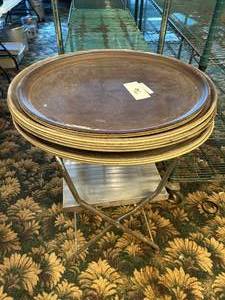 lot 76 image: Lot of Thirteen Serving Platters and Stand