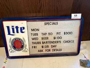 lot 89 image: Miler Lite Beer Announcement Sign - 34W x 18H x 3D