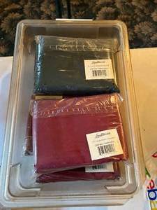 lot 108 image: Lot of 8 Packages of 12 Each Brand New Polyester Napkins with Tub