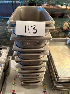 lot 113 image: Lot of 17 Assorted Stainless Steel Serving Tubs