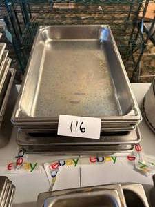 lot 116 image: Big Lot of Stainless Steel Baking Trays - 12W x 20D x 5H
