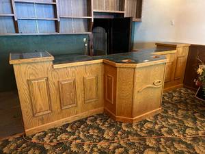 lot 165 image: Hardwood Ceramic Tile Reception Desk 160 W 52D 43 H