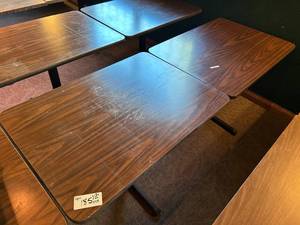 lot 185 image: 2 Tables -- Each 30W 42D 29H -- Presswood with a steel base
