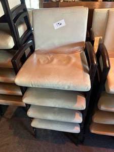 lot 196 image: Lot of Four White Pleather Dining Chairs with Hardwood Frame