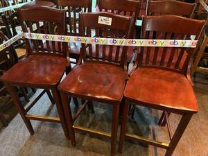 lot 218 image: 6 Hardwood Bar Chairs 18W 16D 30H