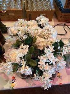 lot 240 image: Lot of Assorted Flowers and Candle holders
