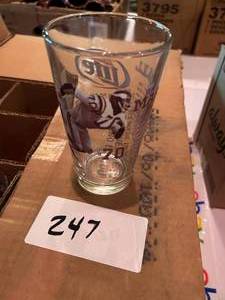 lot 247 image: Lot of 16 Jim Marshall -- Vikings 50th Anniversary Glasses --- Brand New Collector Find