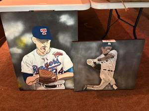 lot 256 image: Authentic Nolan Ryan & Reggie Jackson  Paintings