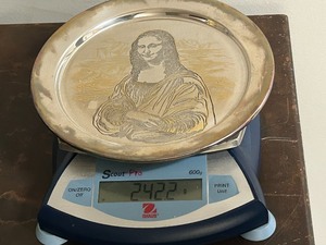 Danbury Mint Limited Edition Mona Lisa Solid Silver & 24kt Gold Collectors Plate
