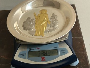 1974 Limited Edition Franklin Mint Solid Silver & 24kt Gold Easter Plate
