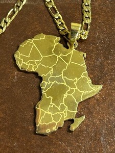 Gold-Like Necklace Chain With Africa Continent Pendant