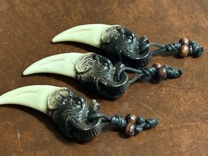 Lot Of (3) Elephant-Themed Claw Carvings