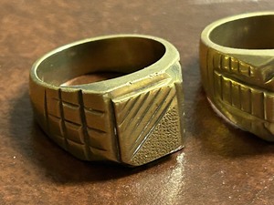Lot Of (3) Brass Rings -- Stamped 18K