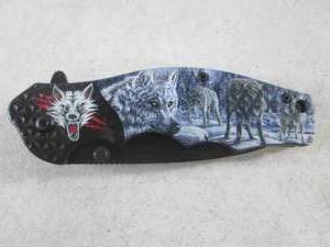 lot 149 image: (CNTR) Wolves Spring Assist Knife w...
