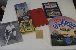 Lot of baseball books and memorabilia