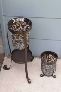 Crackled glass candle holders...