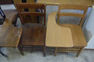 2 vintage school desk chairs...