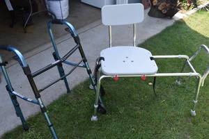 Walker and sliding shower chair...