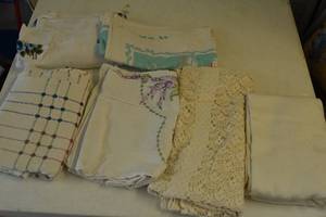 Lot of vintage table cloths...