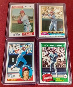 lot 1 image: (4) Mike Schmidt Cards