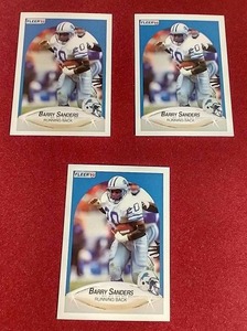 lot 2 image: (3) 1990 Fleer Barry Sanders Cards - 2nd Year
