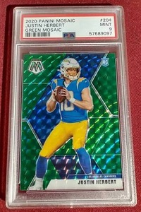 lot 17 image: 2020 Green Mosaic Justin Herbert Rookie Card - PSA 9