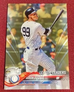 lot 27 image: 2018 Topps Gold Aaron Judge Leaders Card - #d2018