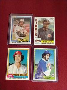 lot 31 image: (4) 1980s HOFer Baseball Cards