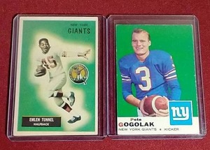 lot 32 image: (2) Vintage New York Giants Football Cards - 1955 Emlen Tunnell