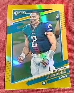 lot 35 image: 2021 Donruss Press Proofs Premium Jalen Hurts Card