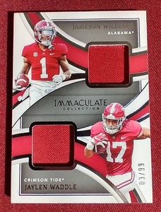 lot 46 image: Jameson Williams  Jaylen Waddle Dual Patch Card #d99