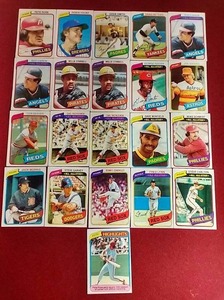 lot 52 image: (21) 1980 Topps Baseball Cards - Stars & HOFers
