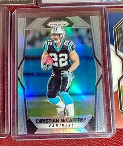 lot 110 image: 2017 Silver Prizm Christian McCaffrey Rookie Card  (10) Other Football Cards