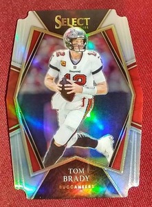 lot 118 image: 2021 Select Tom Brady Premier Level Die-Cut Prizm Card
