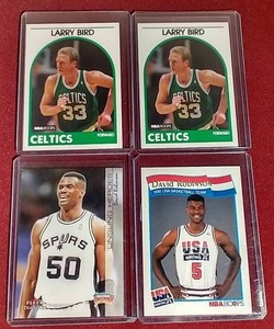 lot 128 image: (4) 4 NBA Legends Cards - David Robinson & Larry Bird