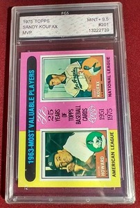 lot 130 image: 1975 Topps Sandy Koufax Card - FGS 9.5