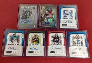 lot 139 image: (7) Autograph NFL Rookie Cards - 2 Numbered