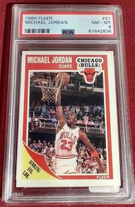 lot 151 image: 1989 Fleer Michael Jordan Card - PSA 8