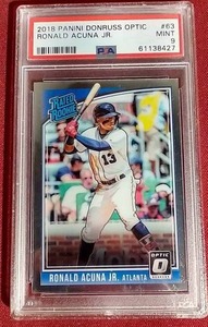 lot 155 image: 2018 Optic Ronald Acuna Rookie Card - PSA 9