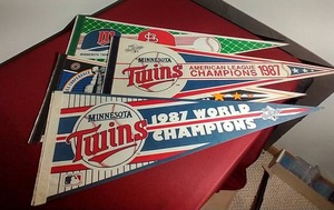 lot 169 image: (4) Minnesota Playoffs Pennants - (3) Twins & (1) North Stars