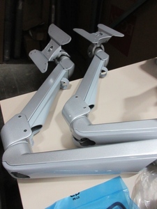 lot 158 image: MONITOR ARMS WITH DUAL ARM MOUNTING BASES AND HARDWARE