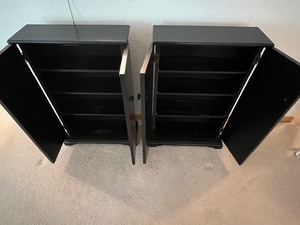 lot 6 image: Lot of Two Black Movie or Compact Disc Storage Cabinets