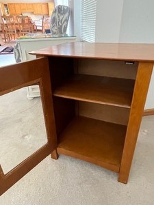 lot 33 image: Small Wood Cabinet with Glass Door