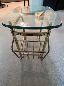 lot 31 image: Brass and Glass Magazine Side Table