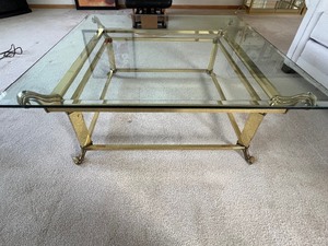 lot 40 image: Beautiful Large Glass and Brass Coffee Table