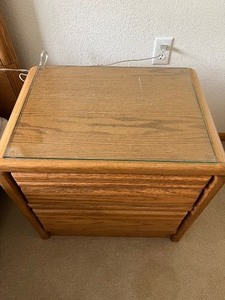lot 61 image: Nightstand by Blackhawk Furniture with Glass Top