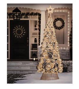 lot 9 image: Members Mark 84 Pre-Lit Tree with Ornaments - Gold