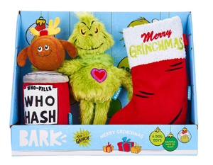 lot 11 image: 4 Packs Of 4 Merry Grinchmas BARK Plush Dog Toy Holiday Variety Pack 840134657769