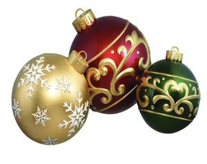 lot 18 image: Holiday 3Pc Jumbo Ornament Set Holiday Yard Decoration