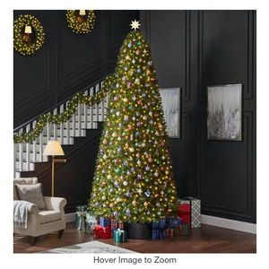 lot 21 image: 12 ft. Pre-Lit LED Wesley Pine Artificial Christmas Tree with 1,100 Warm White Mini Lights Model # 23PG90079 UPC Code # 195546003704